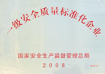 2008年我公司獲“一級質(zhì)量標(biāo)準(zhǔn)化企業(yè)”稱號